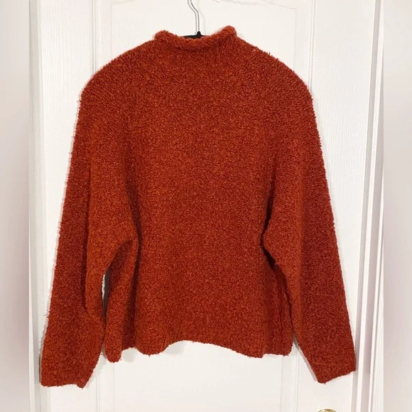 90s Limited Boucle Knit Sweater HONG KONG MADE Vintage Rust Large - Picture 2 of 5